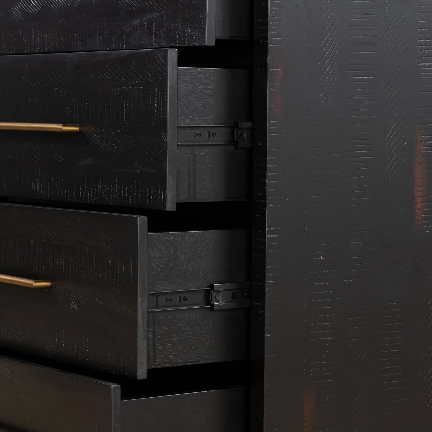 009 SI-2093919 | Additional Silo | Suki Tall Boy by Four Hands in burnished black. Made from resawn mixed wood, mixed wood solid in a modern style.