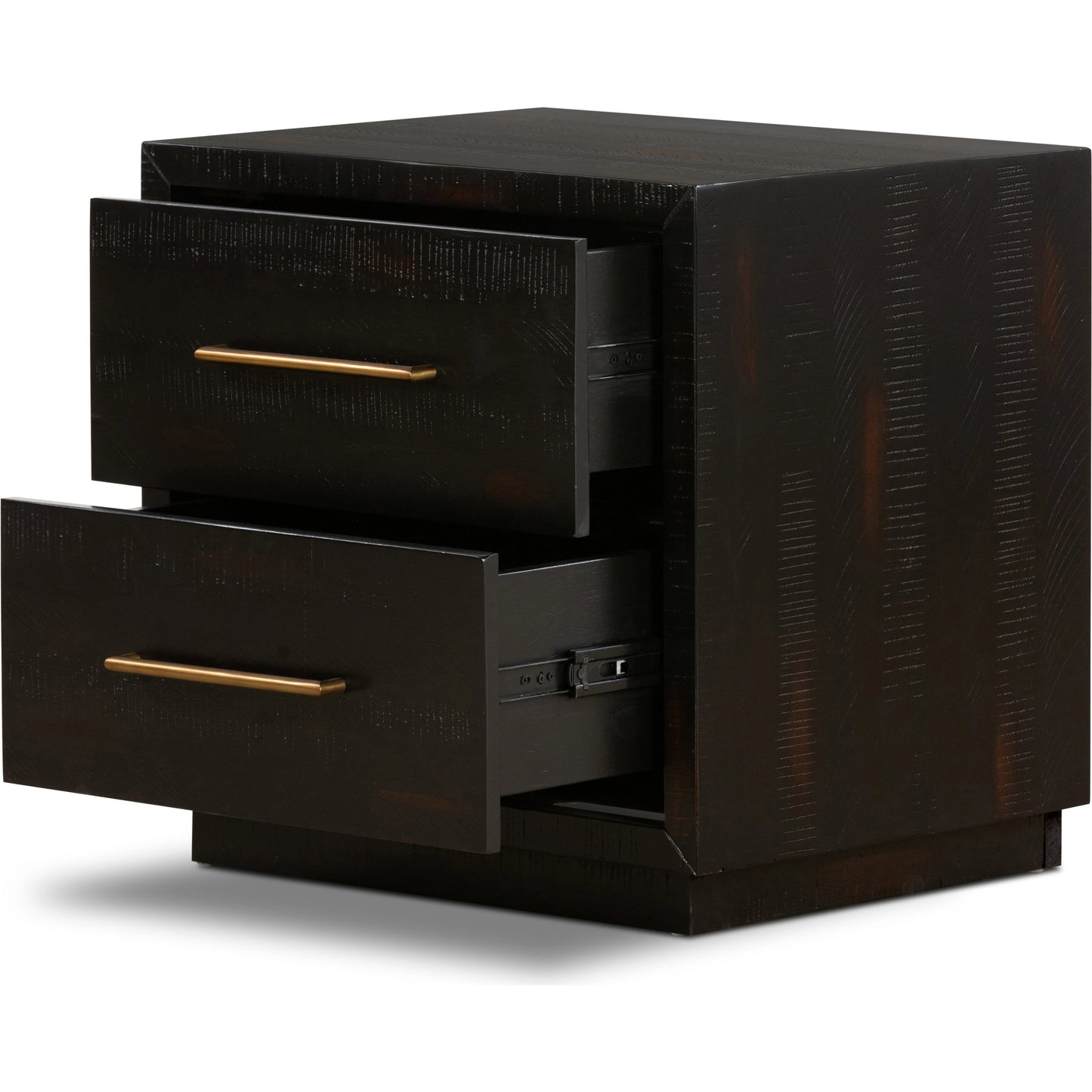 007 SI-1901256 | Additional Silo | Suki Nightstand by Four Hands in burnished black, brass (alexa hardware) and burnished black. Made from resawn mixed wood in a modern style.