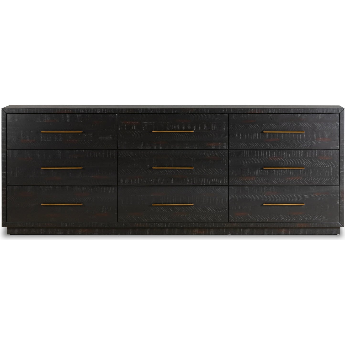 002 SI-2093918 | Additional Silo | Suki 9 Drawer Dresser by Four Hands in burnished black. Made from mixed wood solid, resawn mixed wood in a modern style.