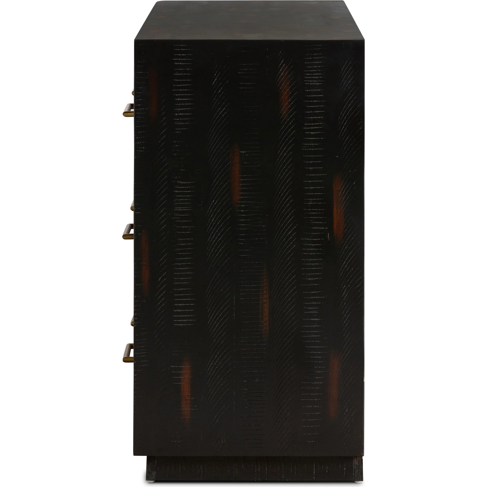 Suki 9 Drawer Dresser by Four Hands in burnished black. Made from mixed wood solid, resawn mixed wood in a modern style.