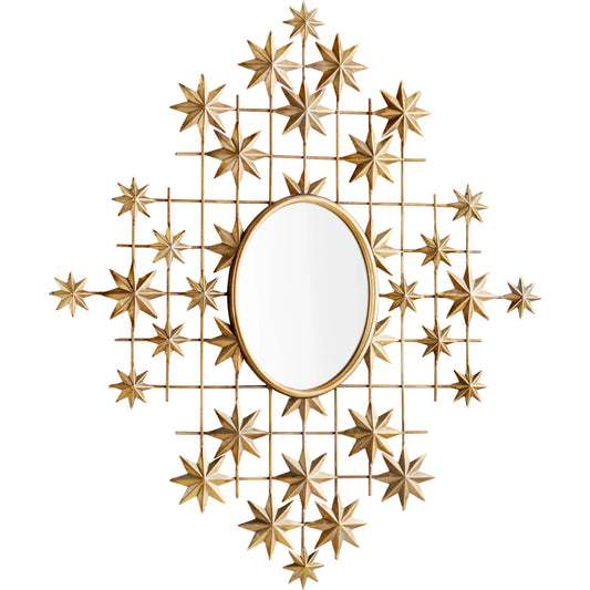 Alena Mirror by Cyan Design in gold. Made from iron, wood, mirrored glass in a modern style.