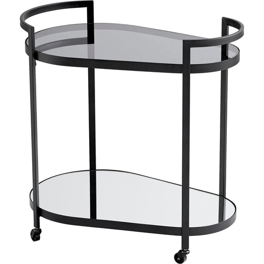 Cosmo Bar Cart by Cyan Design in black. Made from iron, wood, glass in a modern style.