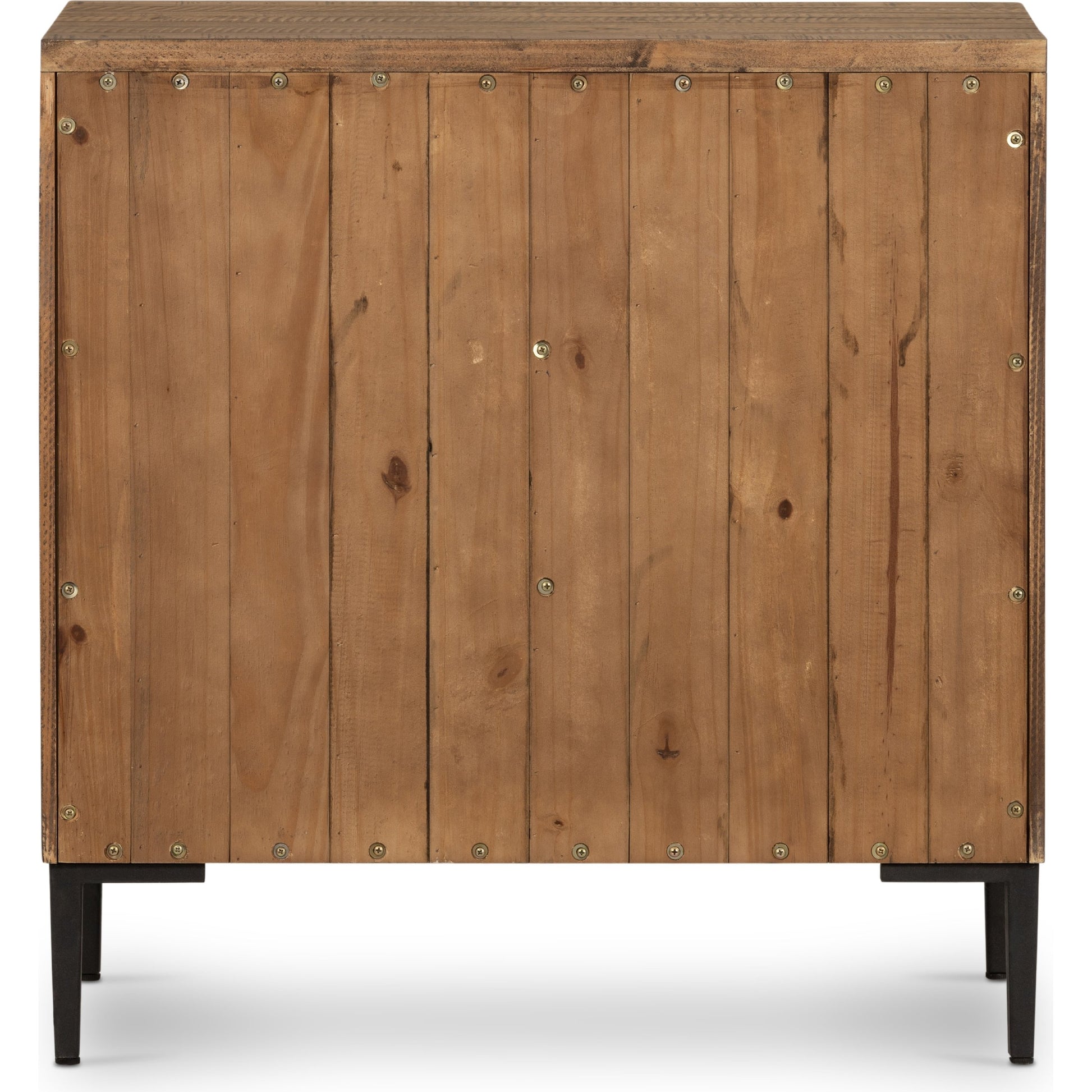 Wyeth 3 Drawer Dresser by Four Hands in dark carbon, antique brass. Made from solid reclaimed pine, iron in a modern style.