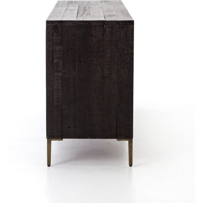 Wyeth Sideboard by Four Hands in dark carbon. Made from solid reclaimed pine, iron in a modern style.
