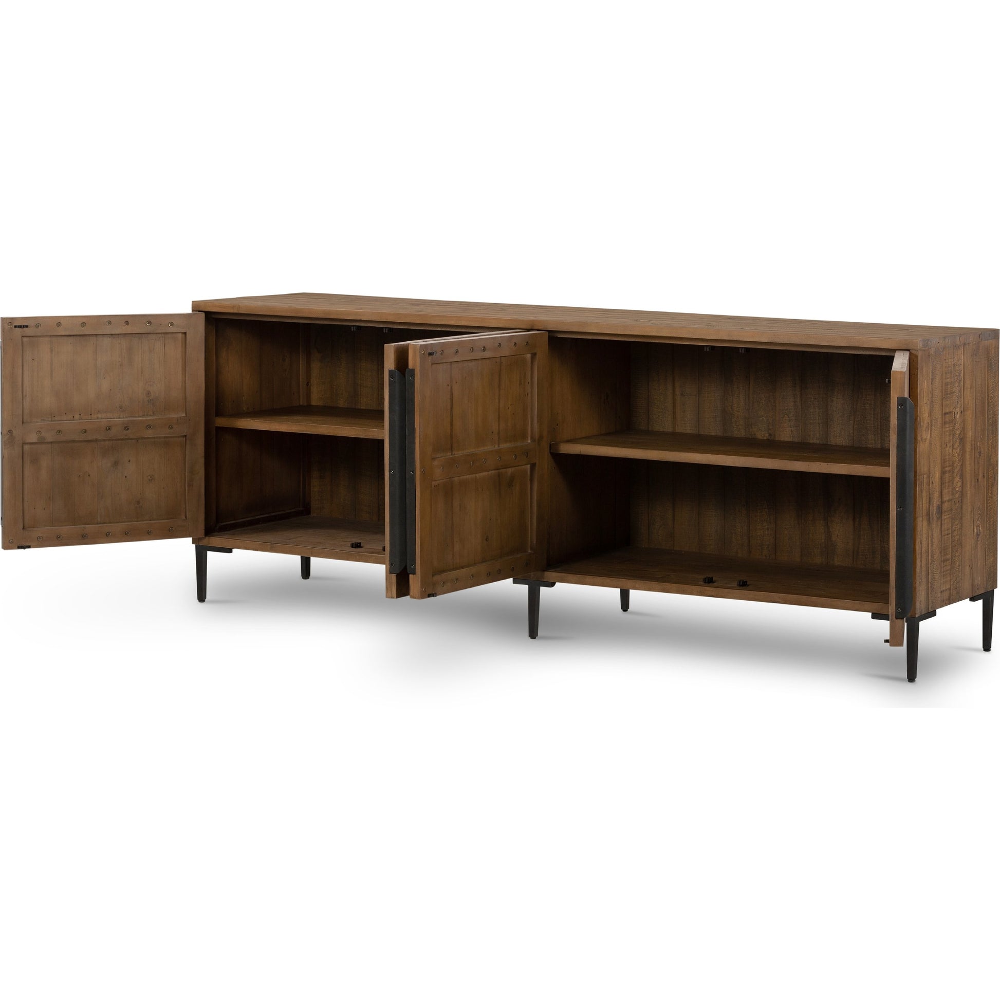 Wyeth Sideboard by Four Hands in dark carbon. Made from solid reclaimed pine, iron in a modern style.