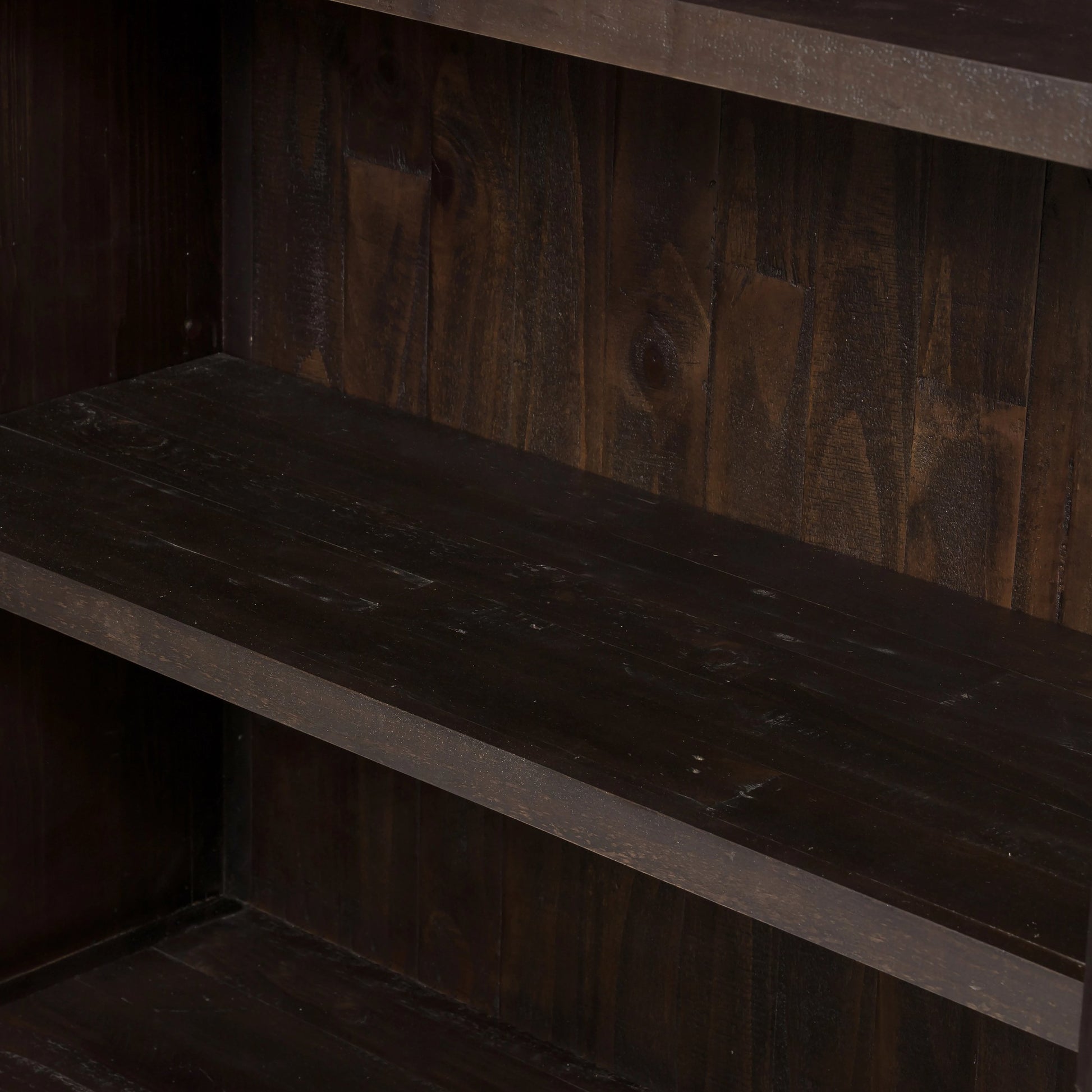 Wyeth Cabinet by Four Hands in dark carbon, tempered glass, antique brass and dark carbon. Made from solid reclaimed pine, iron in a modern style.