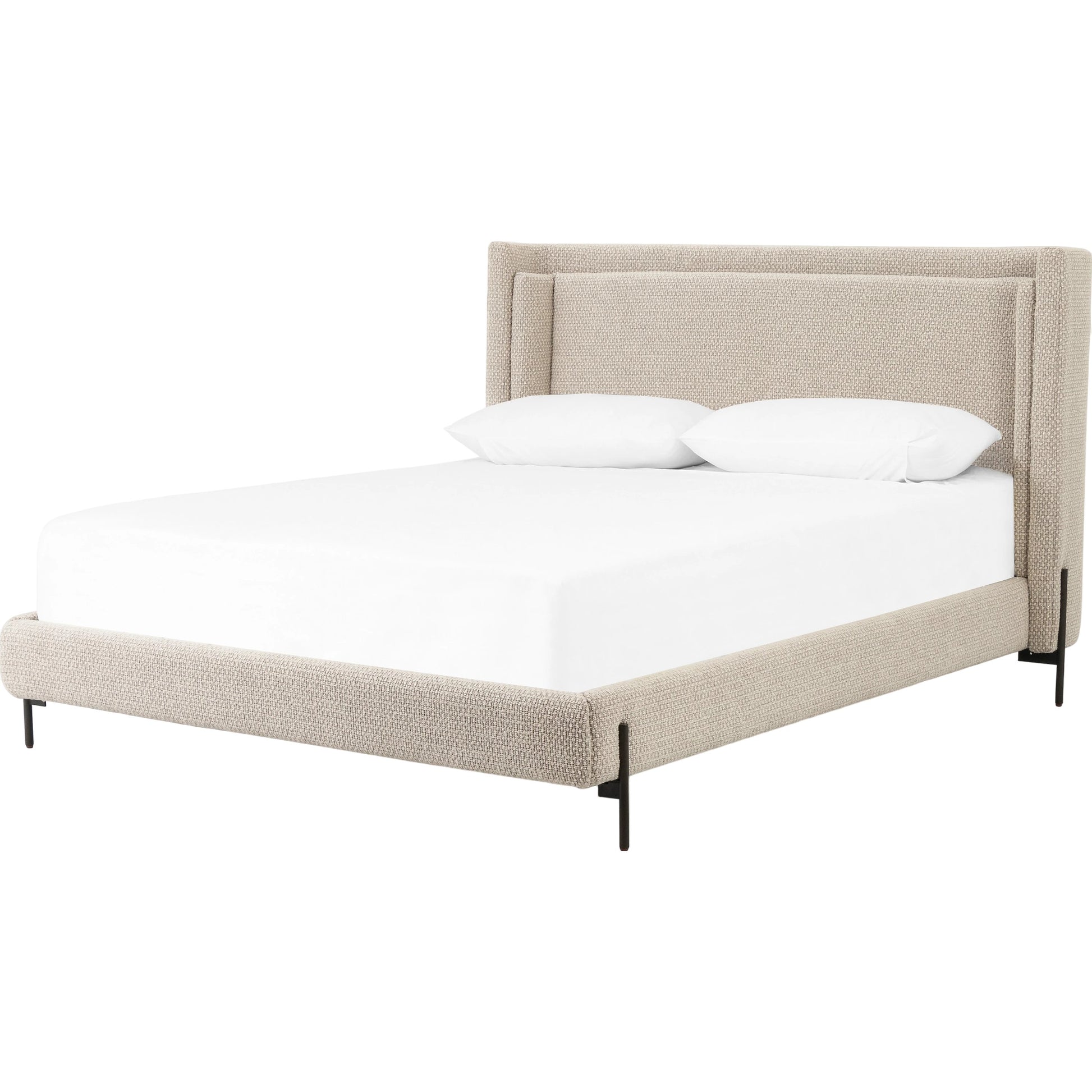 Dobson Bed by Four Hands in perin oatmeal. Made from 92% polyester, 8% acrylic, iron in a modern style.
