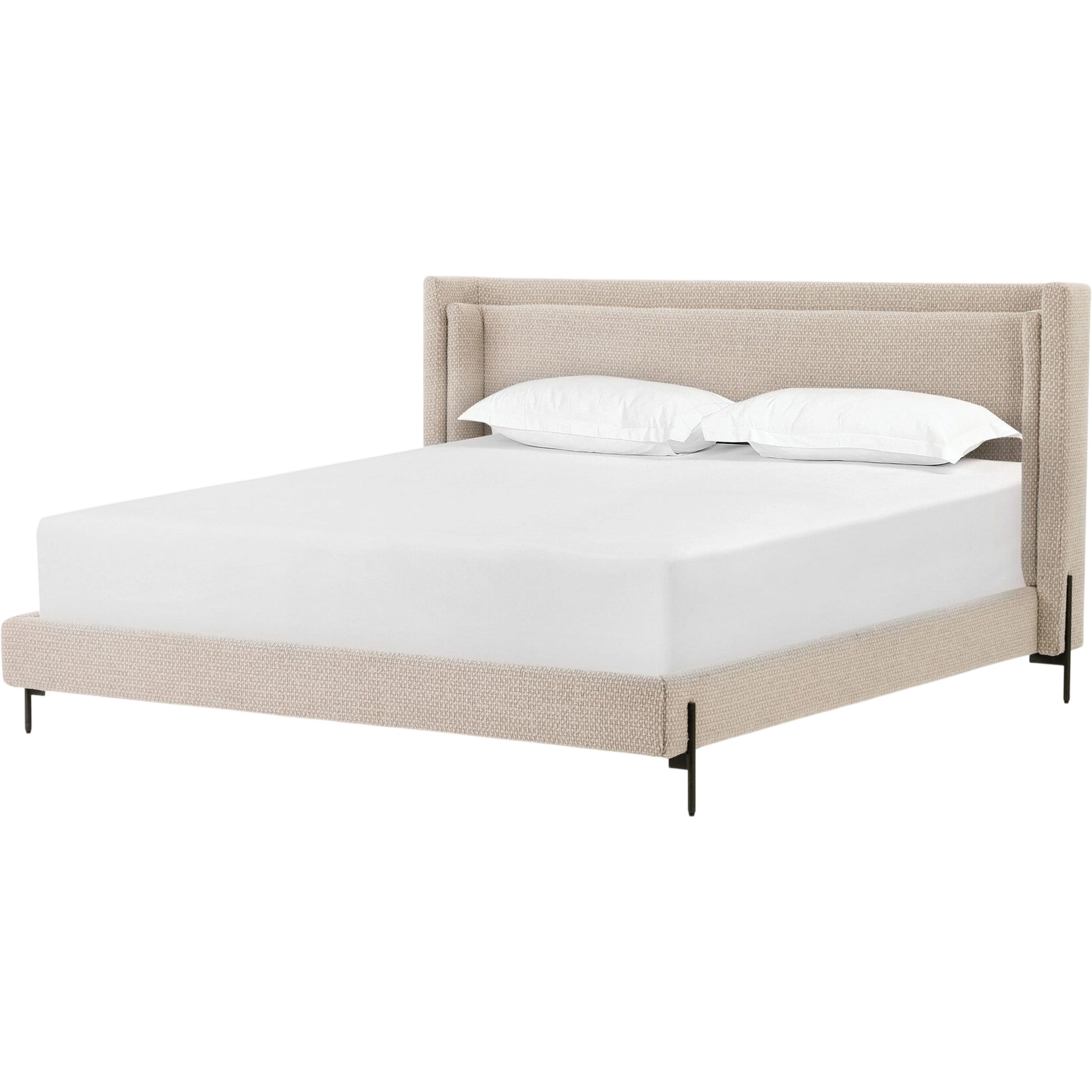 Dobson Bed by Four Hands in perin oatmeal. Made from 92% polyester, 8% acrylic, iron in a modern style.