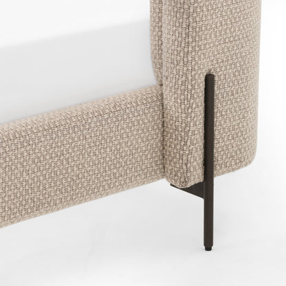 Dobson Bed by Four Hands in perin oatmeal. Made from 92% polyester, 8% acrylic, iron in a modern style.