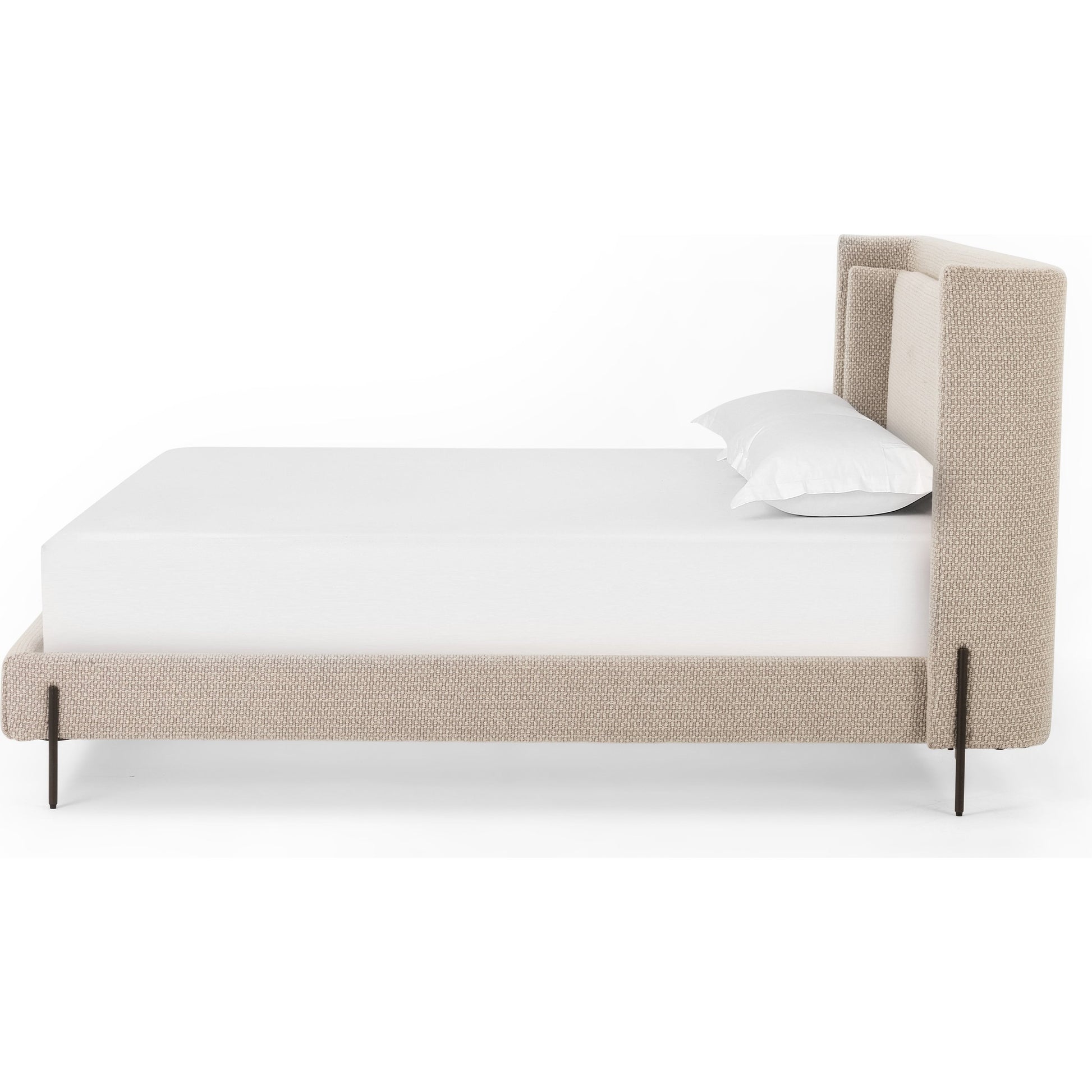 Dobson Bed by Four Hands in perin oatmeal. Made from 92% polyester, 8% acrylic, iron in a modern style.