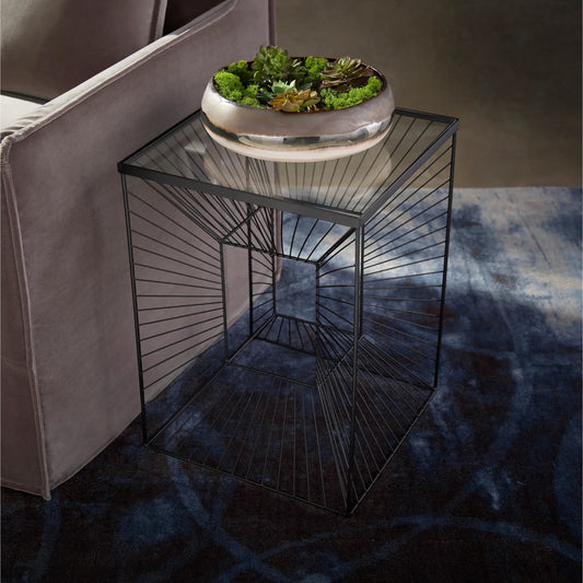 Enchantment Side Table by Cyan Design in graphite. Made from iron, glass in a modern style.