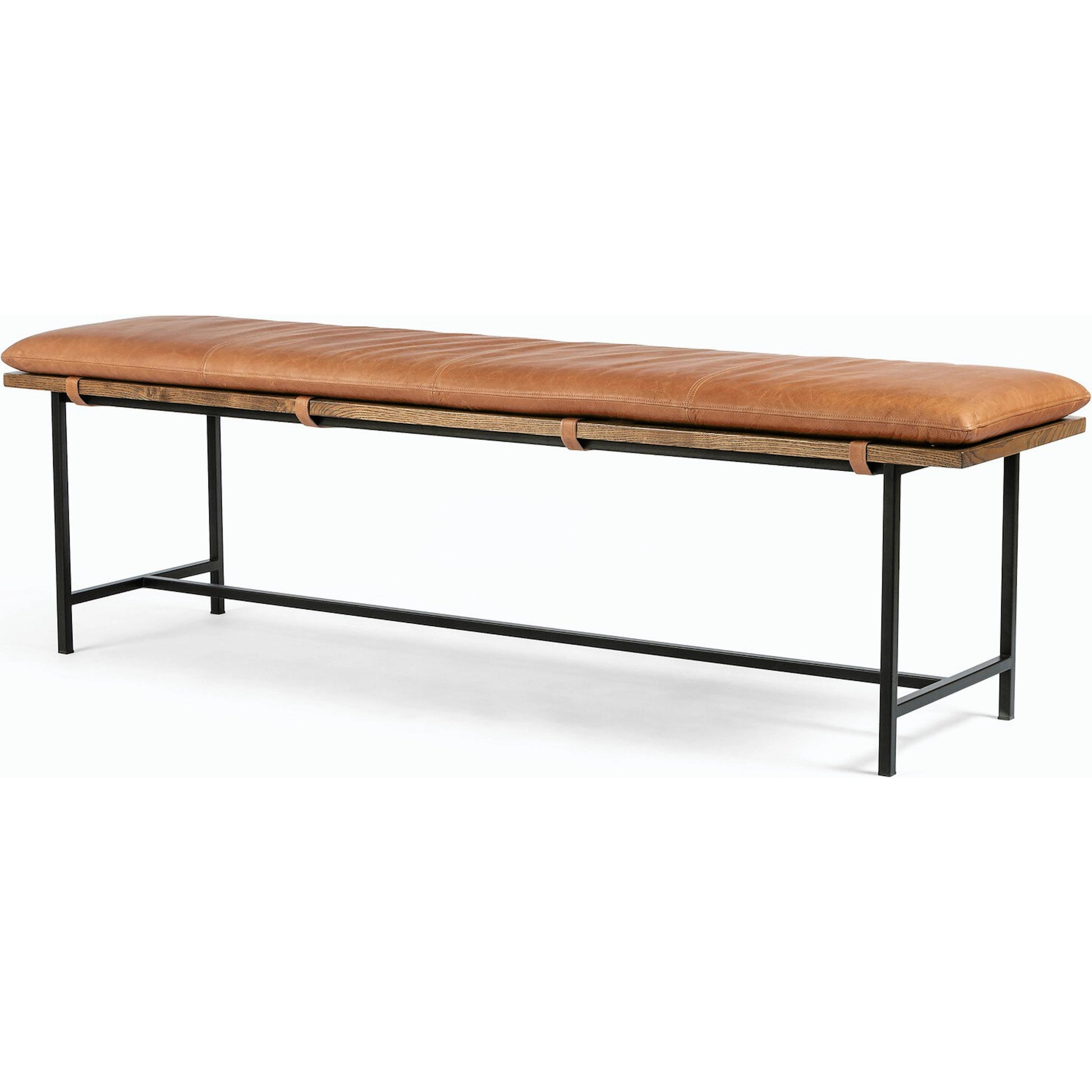 Gabine Accent Bench by Four Hands. Made from top grain leather, iron, solid nettlewood in a modern style.