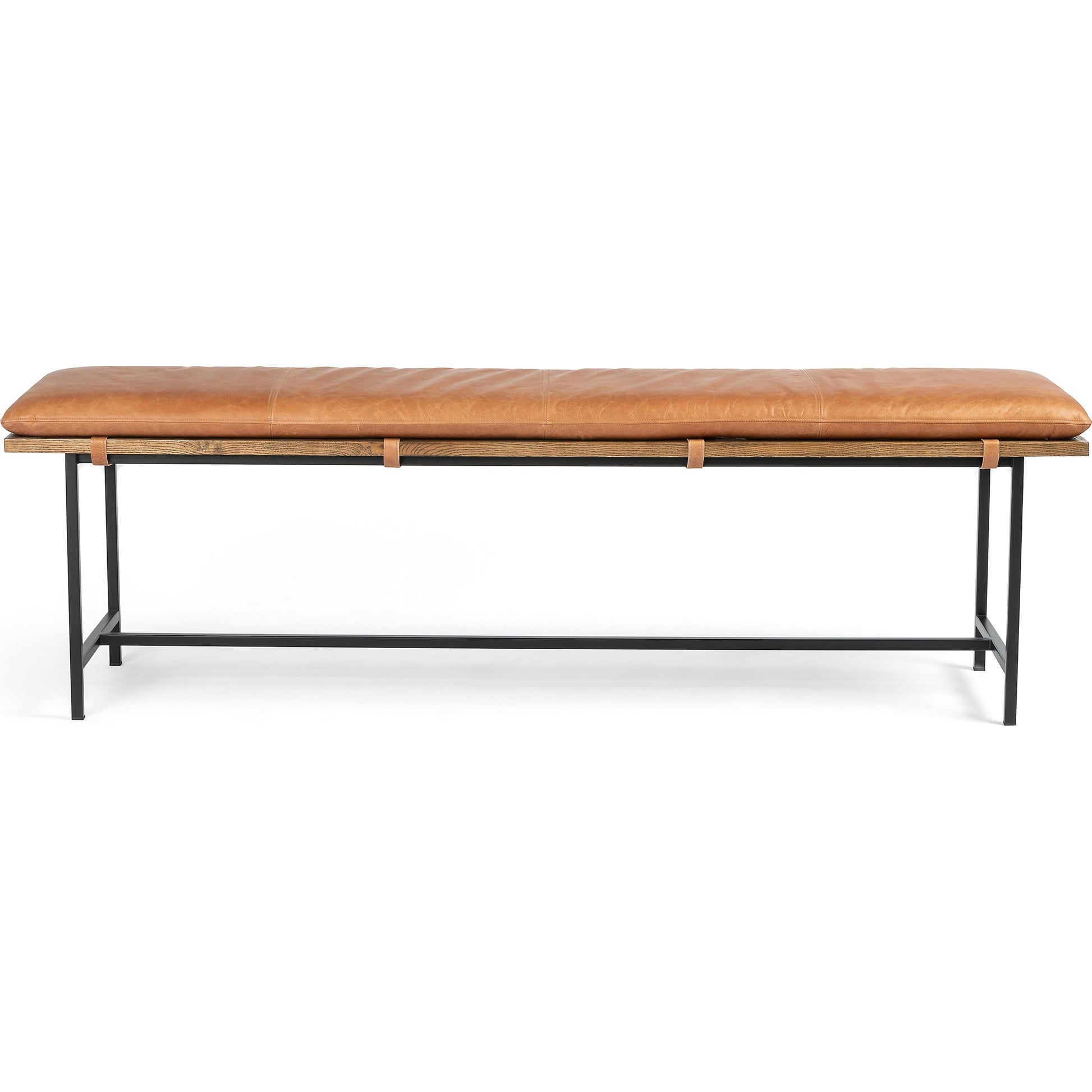 Gabine Accent Bench by Four Hands. Made from top grain leather, iron, solid nettlewood in a modern style.