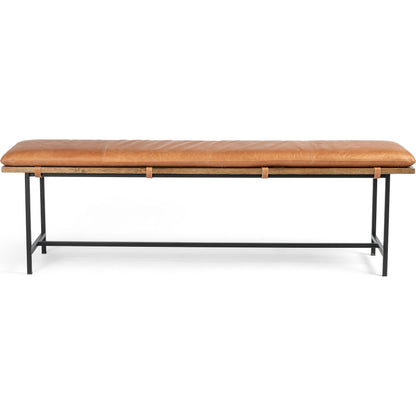 Gabine Accent Bench by Four Hands. Made from top grain leather, iron, solid nettlewood in a modern style.
