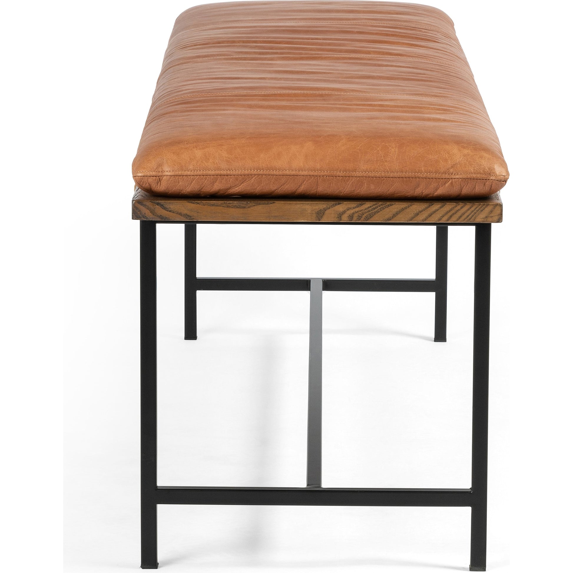 Gabine Accent Bench by Four Hands. Made from top grain leather, iron, solid nettlewood in a modern style.