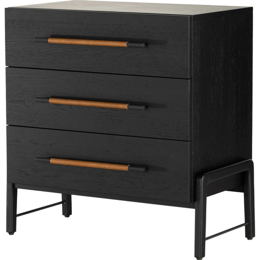 Rosedale 3 Drawer Dresser by Four Hands. Made from oak veneer, top grain leather in a modern style.