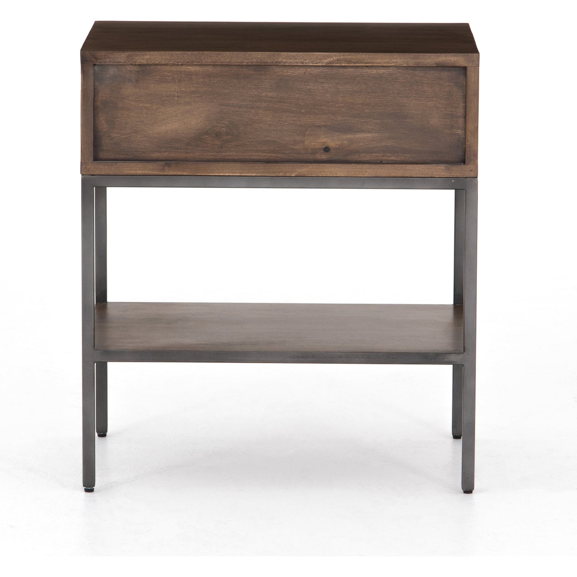 Trey Nightstand by Four Hands. Made from solid poplar, top grain leather, iron in a modern style.