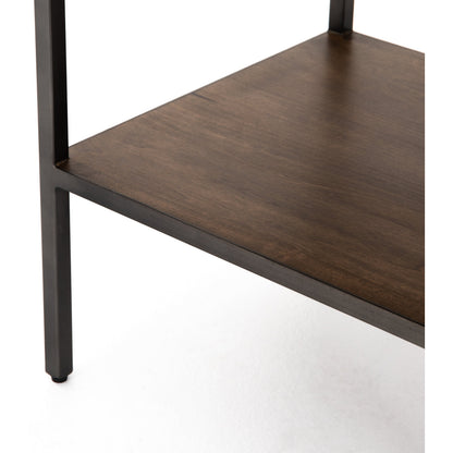 Trey Nightstand by Four Hands. Made from solid poplar, top grain leather, iron in a modern style.