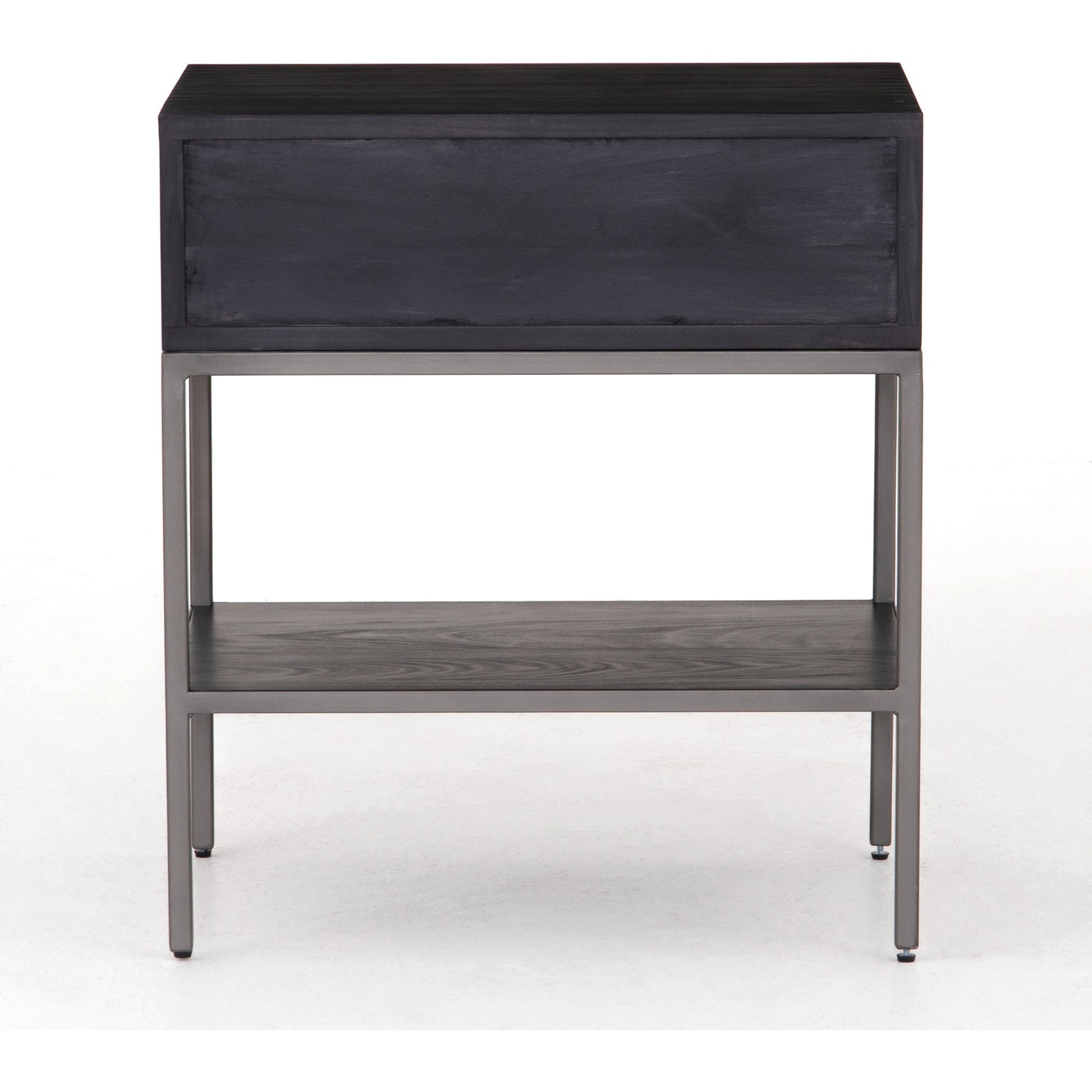 Trey Nightstand by Four Hands. Made from solid poplar, top grain leather, iron in a modern style.