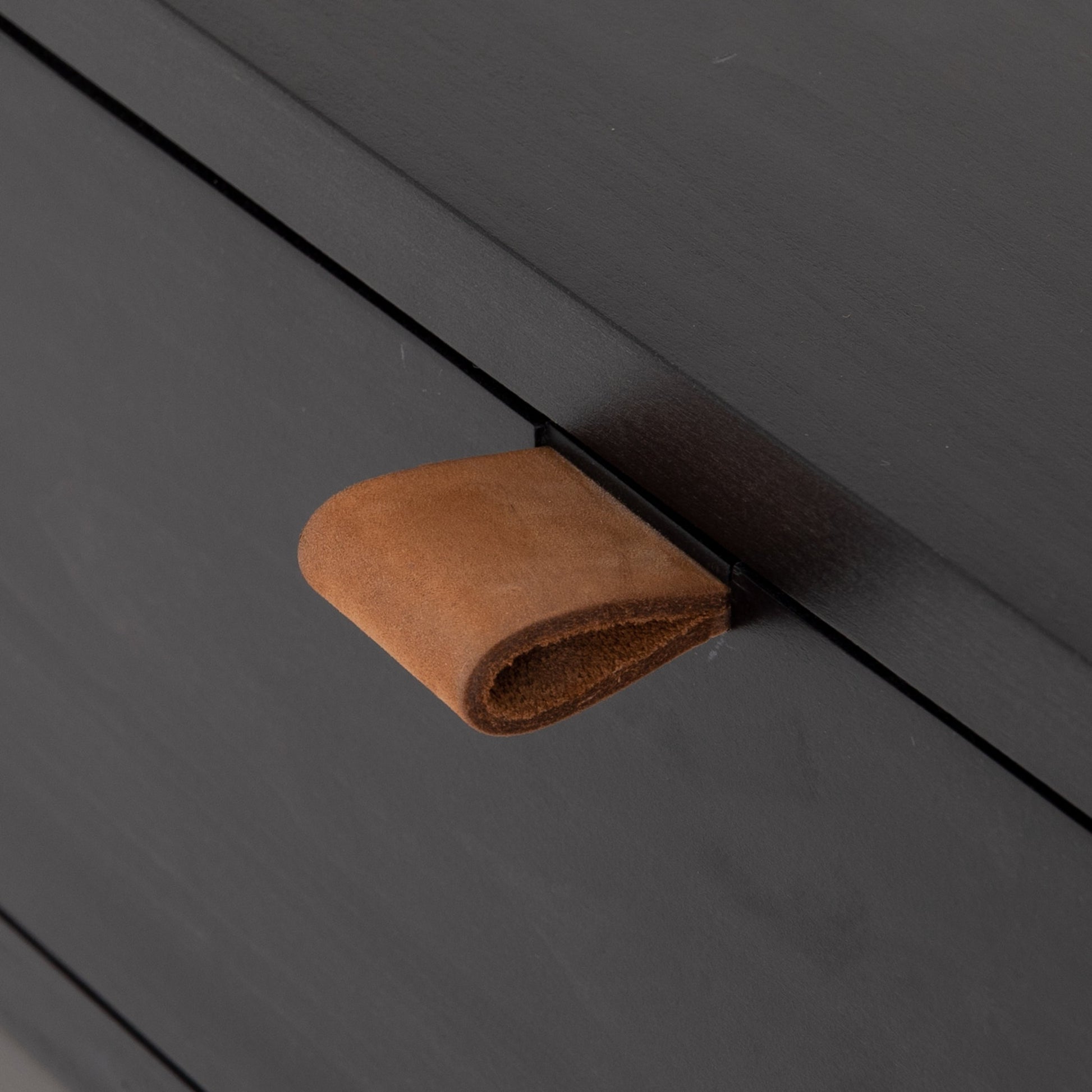 Trey Nightstand by Four Hands. Made from solid poplar, top grain leather, iron in a modern style.