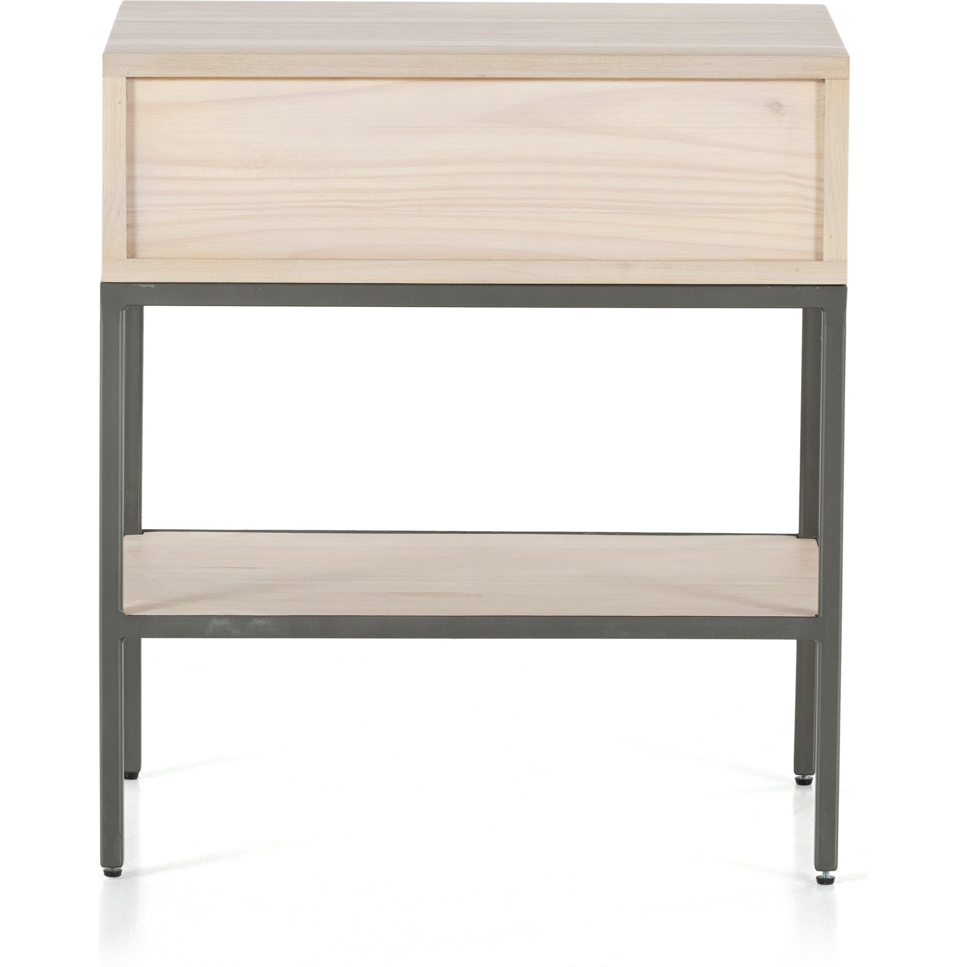 Trey Nightstand by Four Hands. Made from solid poplar, top grain leather, iron in a modern style.