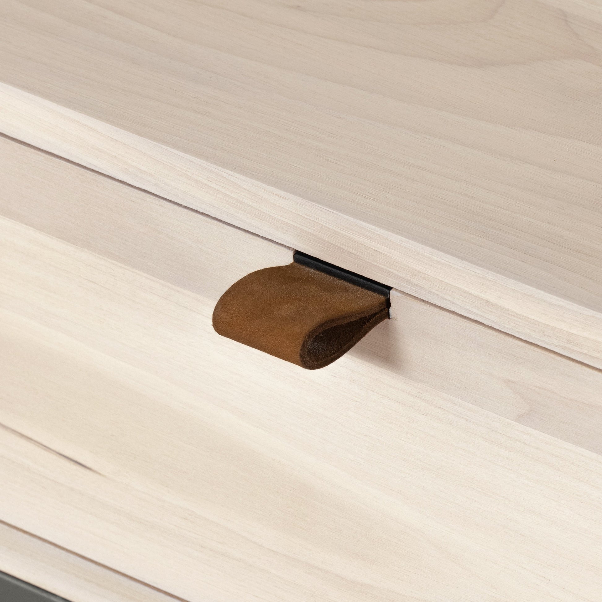 Trey Nightstand by Four Hands. Made from solid poplar, top grain leather, iron in a modern style.