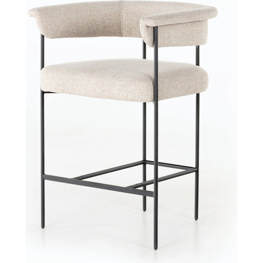 Carrie Bar & Counter Stool by Four Hands in light camel. Made from 100% polyester, iron in a modern style.