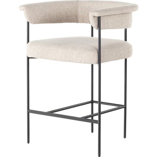 Carrie Bar & Counter Stool by Four Hands in light camel. Made from 100% polyester, iron in a modern style.