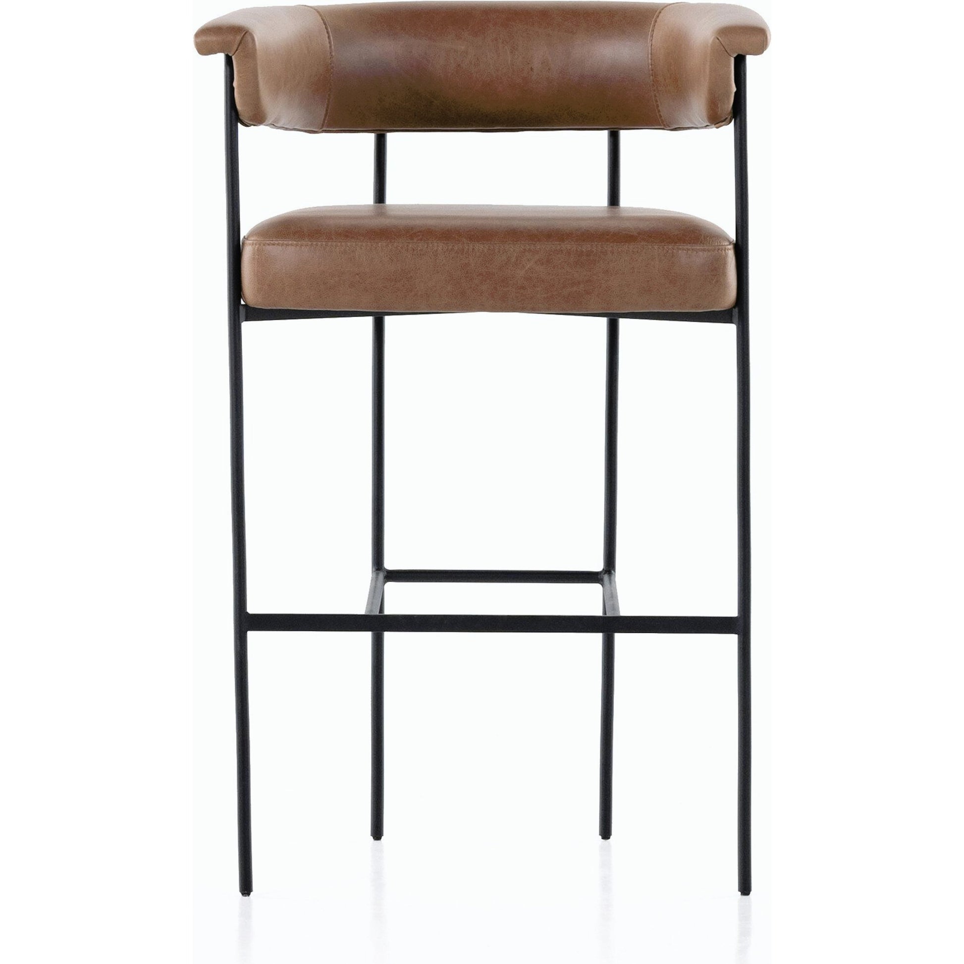 Carrie Bar Stool by Four Hands in matte black. Made from unique in a transitional style.