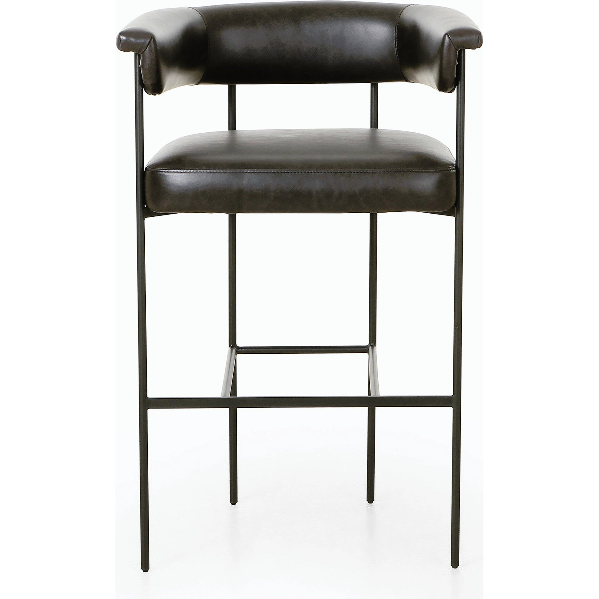 Carrie Bar Stool by Four Hands in matte black. Made from unique in a transitional style.