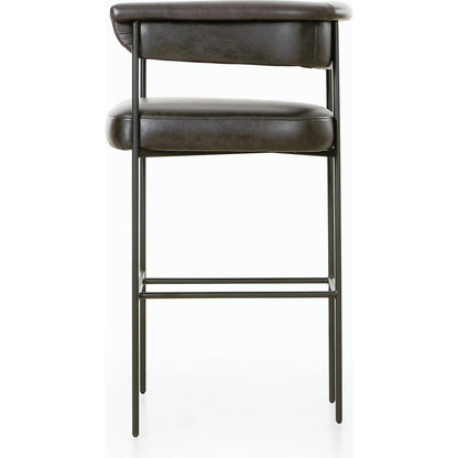Carrie Bar Stool by Four Hands in matte black. Made from unique in a transitional style.