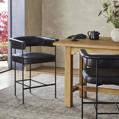 Carrie Bar Stool by Four Hands in matte black. Made from unique in a transitional style.