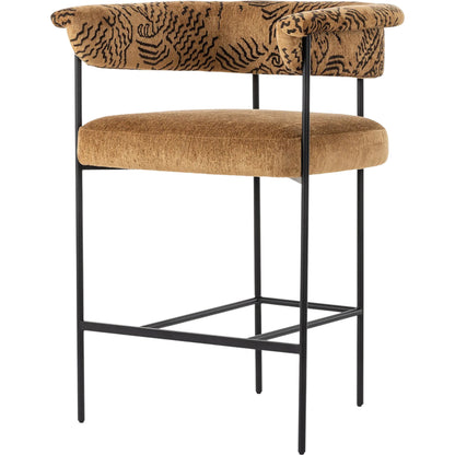 Carrie Counter Stool by Four Hands in matte black. Made from unique in a transitional style.