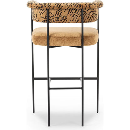 Carrie Bar Stool by Four Hands in matte black. Made from unique in a transitional style.