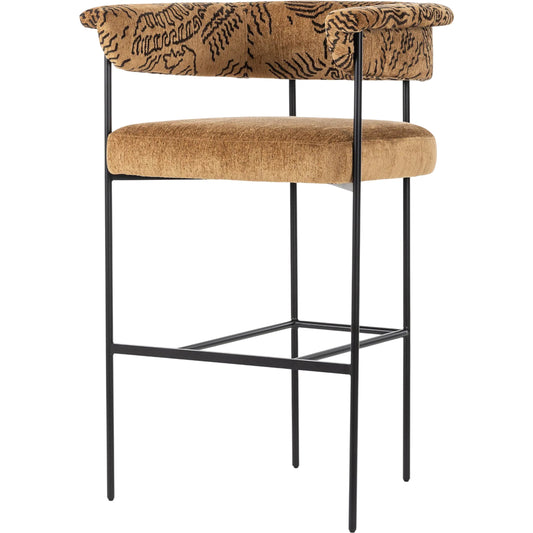 Carrie Bar Stool by Four Hands in matte black. Made from unique in a transitional style.