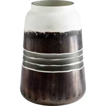 Borneo Vase by Cyan Design in black, white. Made from glass in a modern style.