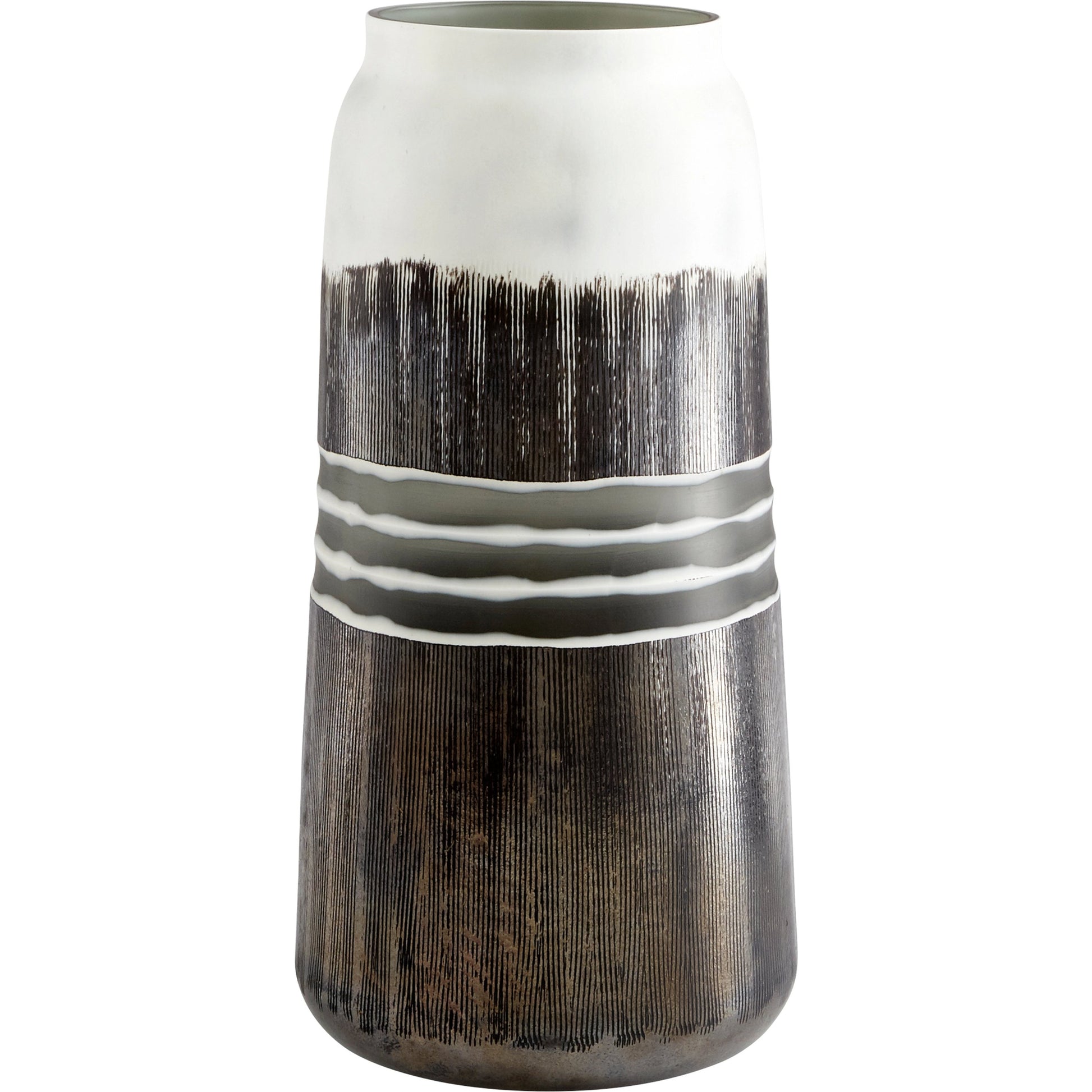 Borneo Vase by Cyan Design in black, white. Made from glass in a modern style.