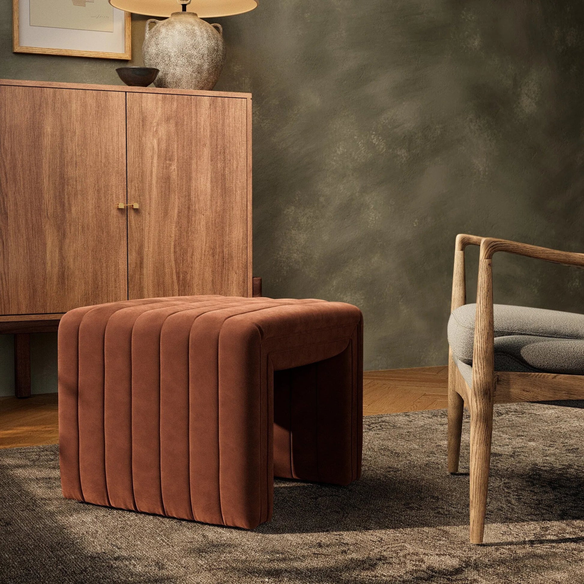 Augustine Ottoman by Four Hands. Made from unique in a modern style.