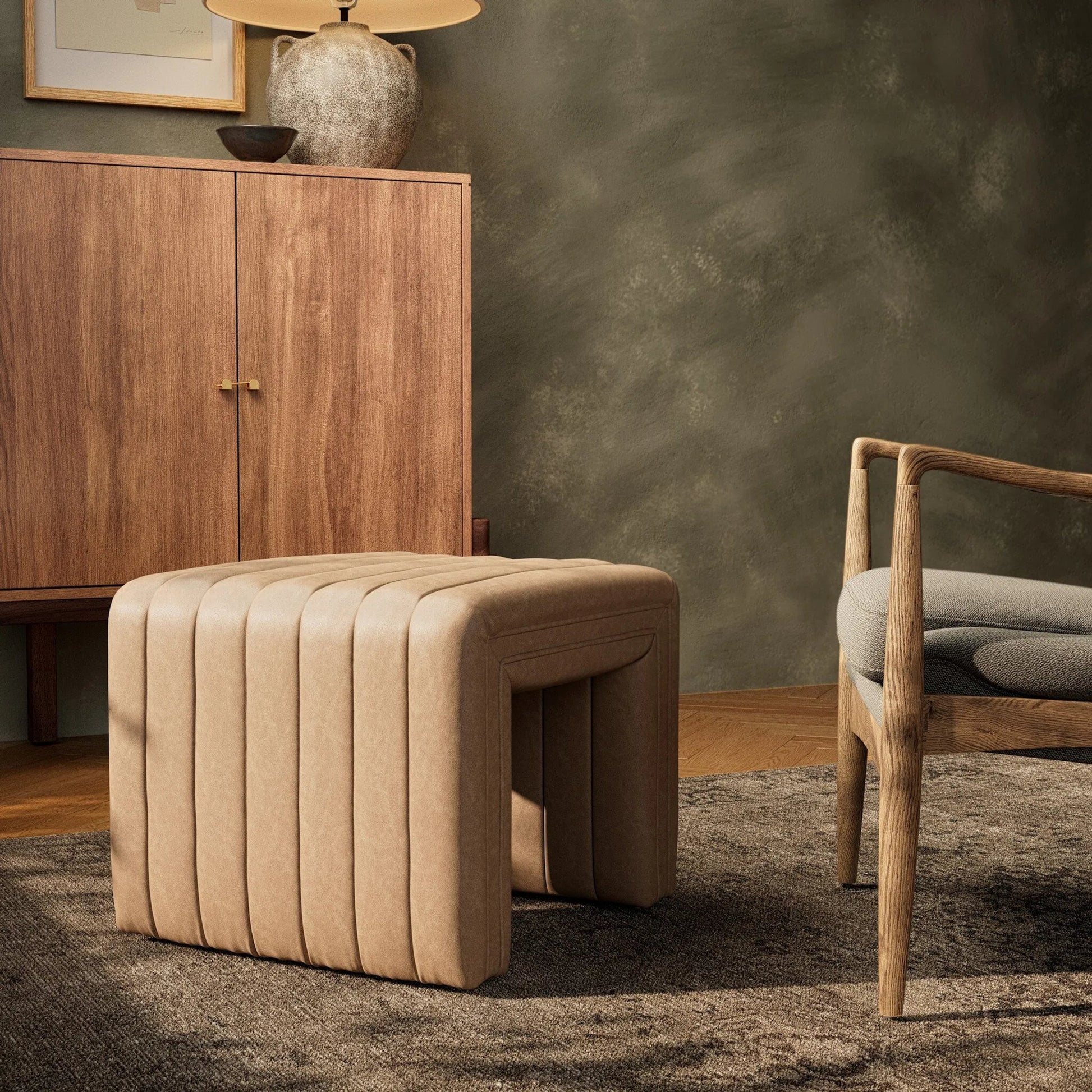 Augustine Ottoman by Four Hands. Made from unique in a modern style.