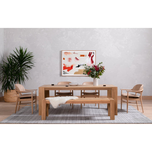 Capra Dining Table by Four Hands in light oak resin. Made from thick oak veneer, solid oak in a eclectic & global style.