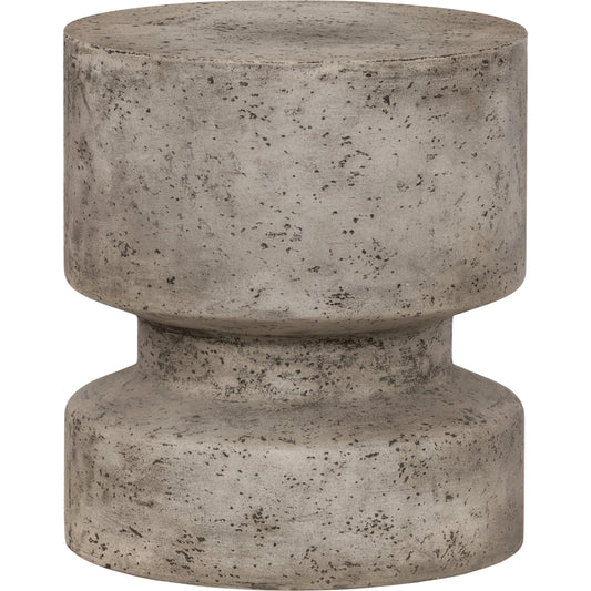 Nahla Outdoor End Table by Four Hands in graphite. Made from concrete in a modern style.