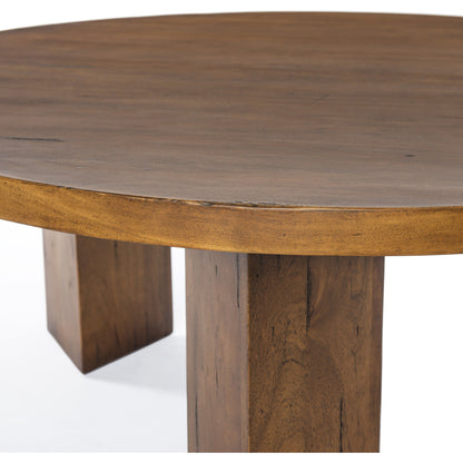 Mesa Round Coffee Table by Four Hands in light brushed parawood. Made from solid parawood in a eclectic & global style.