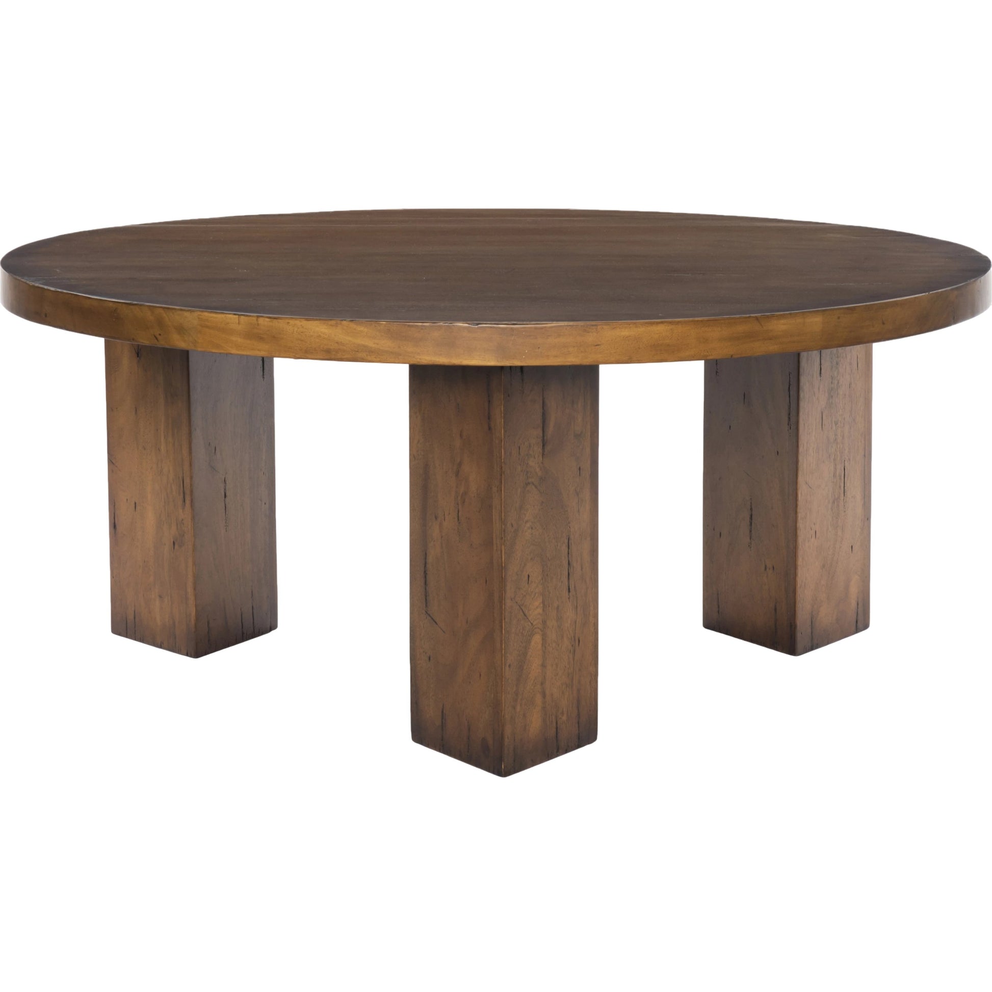 Mesa Round Coffee Table by Four Hands in light brushed parawood. Made from solid parawood in a eclectic & global style.