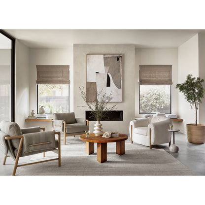 Mesa Round Coffee Table by Four Hands in light brushed parawood. Made from solid parawood in a eclectic & global style.