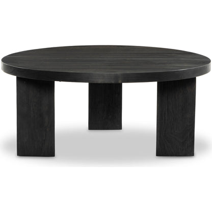 Mesa Round Coffee Table by Four Hands in light brushed parawood. Made from solid parawood in a eclectic & global style.
