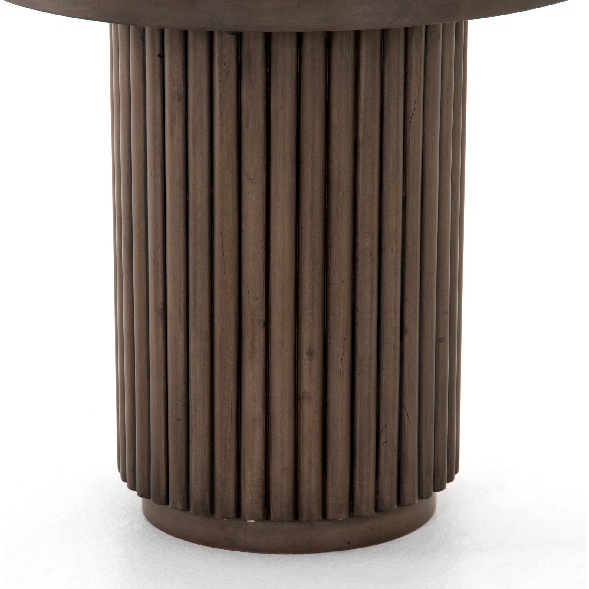 Rutherford End Table by Four Hands in reclaimed ashen brown. Made from solid mixed reclaimed wood, iron in a eclectic & global style.