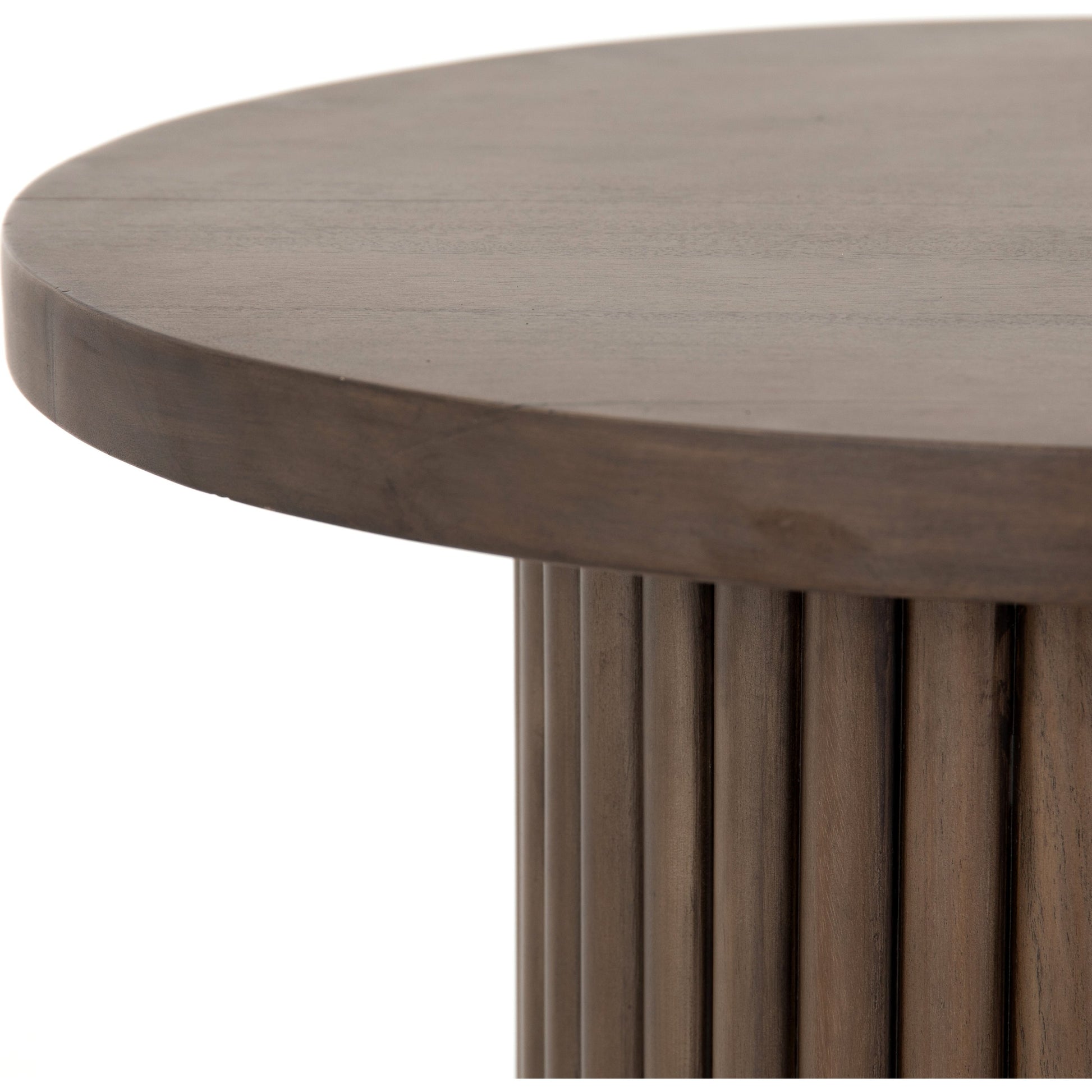 Rutherford End Table by Four Hands in reclaimed ashen brown. Made from solid mixed reclaimed wood, iron in a eclectic & global style.