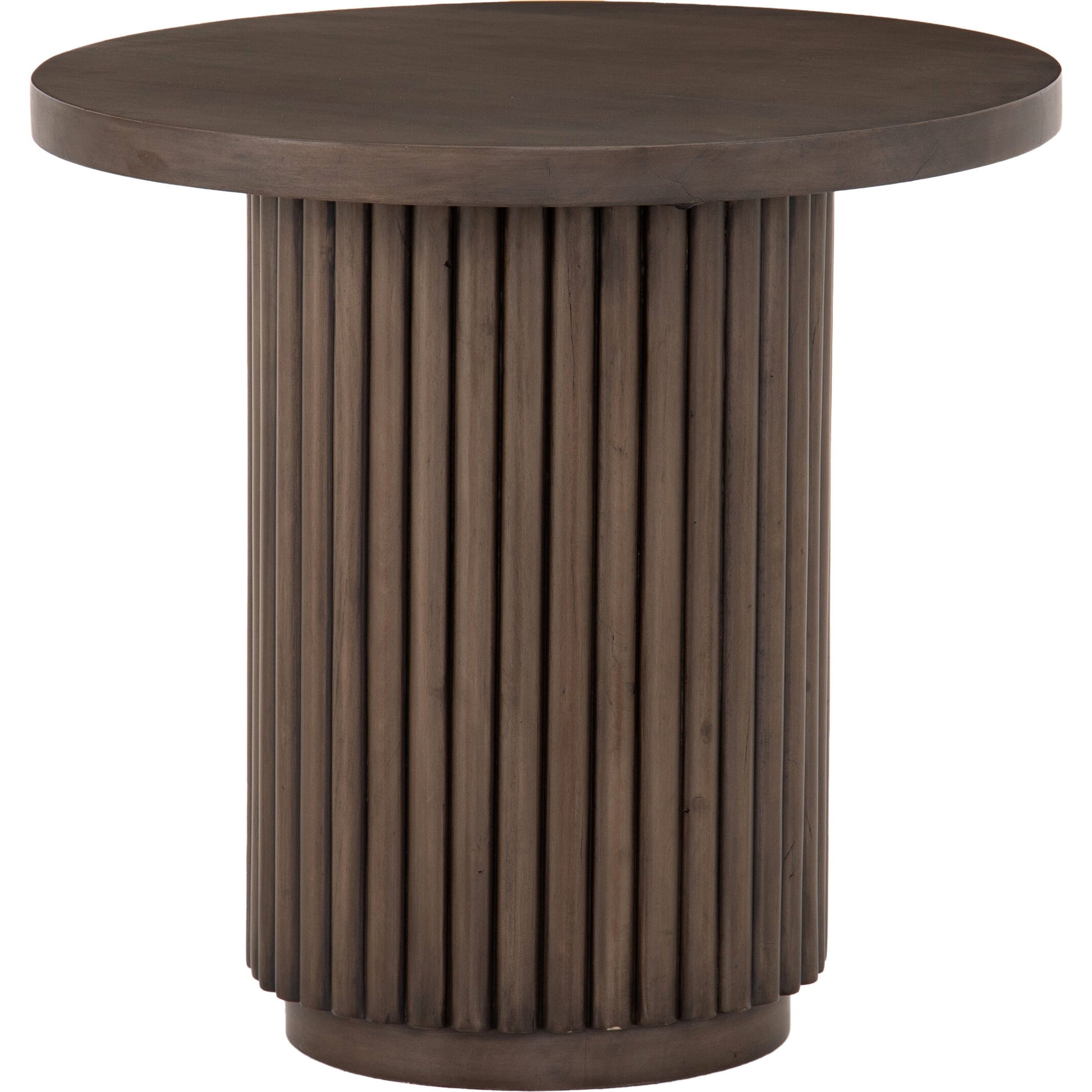 Rutherford End Table by Four Hands in reclaimed ashen brown. Made from solid mixed reclaimed wood, iron in a eclectic & global style.