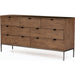 Trey 7 Drawer Dresser by Four Hands. Made from solid poplar, top grain leather in a rustic style.