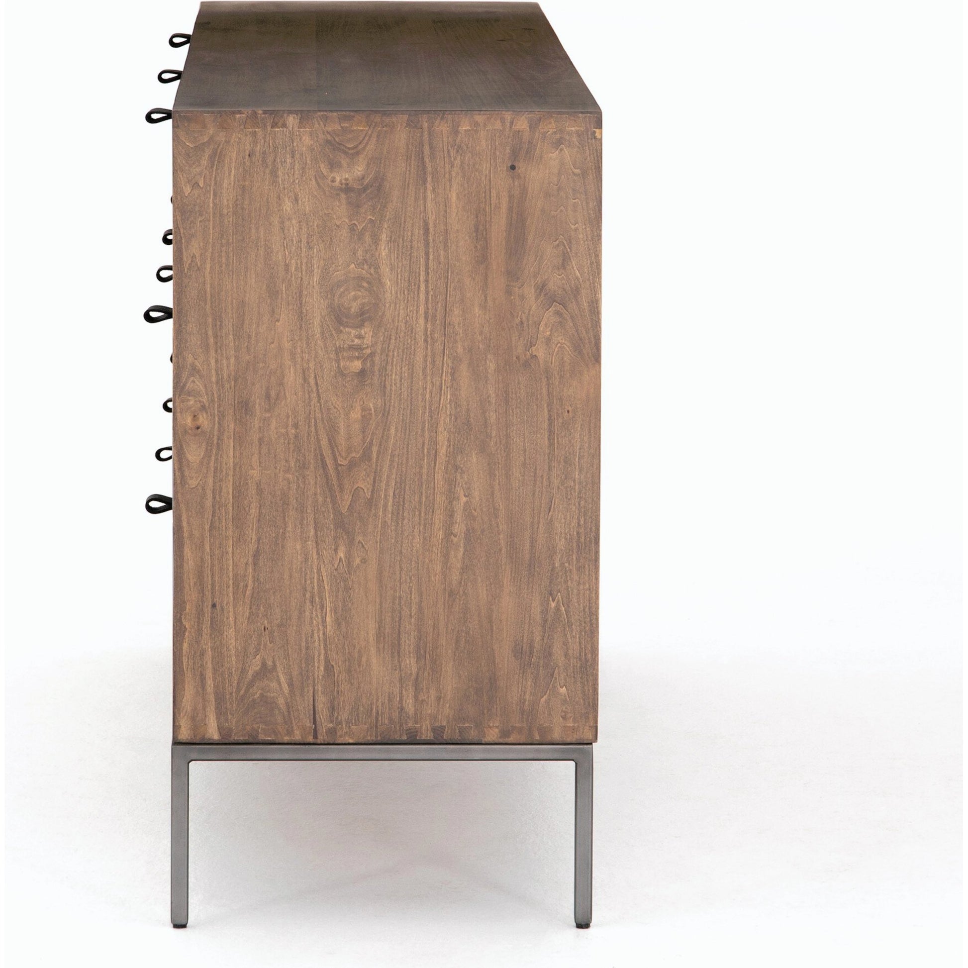 Trey 7 Drawer Dresser by Four Hands. Made from solid poplar, top grain leather in a rustic style.
